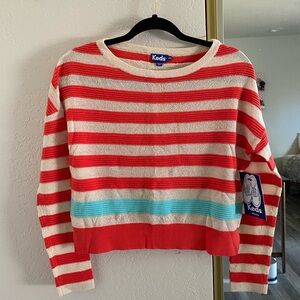KEDS striped sweater in cherry red and beige